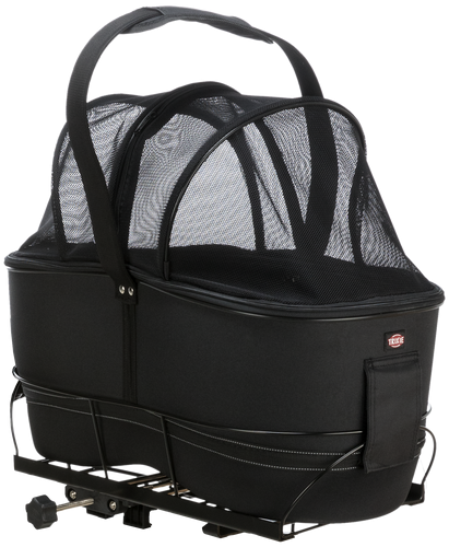 Nacelle de poussette noire avec capote en maille, design moderne et fonctionnel, idéale pour bébé, compatible avec châssis de poussette universel.