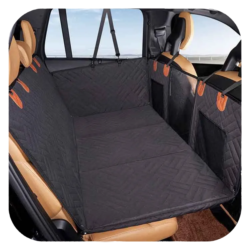 Housse de siège auto pour chien, imperméable et antidérapante, protection complète, noir, idéale pour SUV, voyage sécurisé, facile à installer.