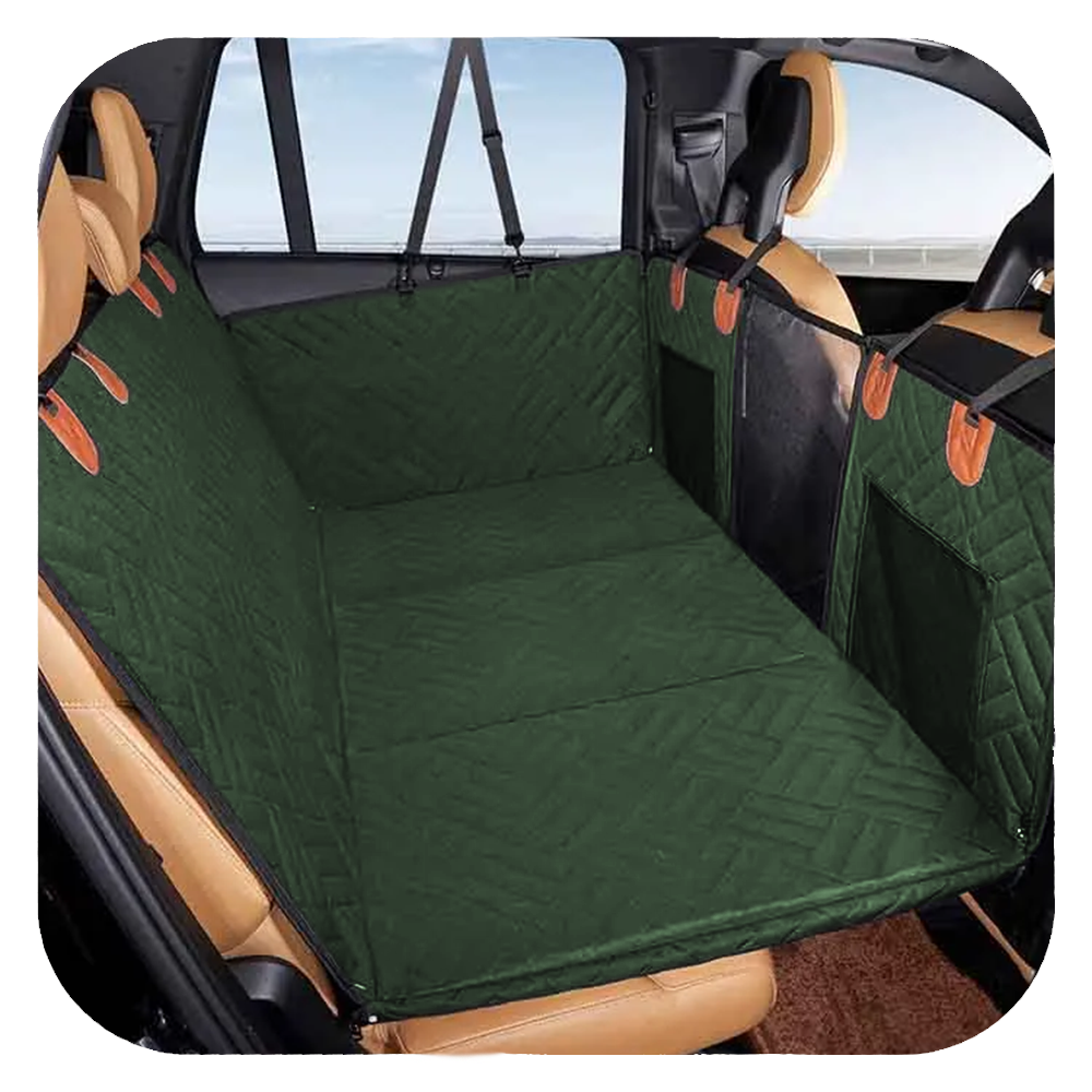 Housse de siège auto verte pour chien, protection imperméable et antidérapante, idéale pour SUV, voyage sécurisé animal domestique.