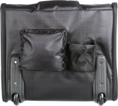 Chariot pour chien Trixie en nylon noir, élégant, 45x41x31 cm, avec poches et roulettes robustes. Accessoire de transport pour animaux.